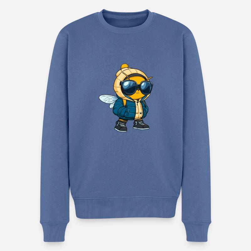 Biene Winter Comic - Männer Premium Bio Pullover - Taubenblau