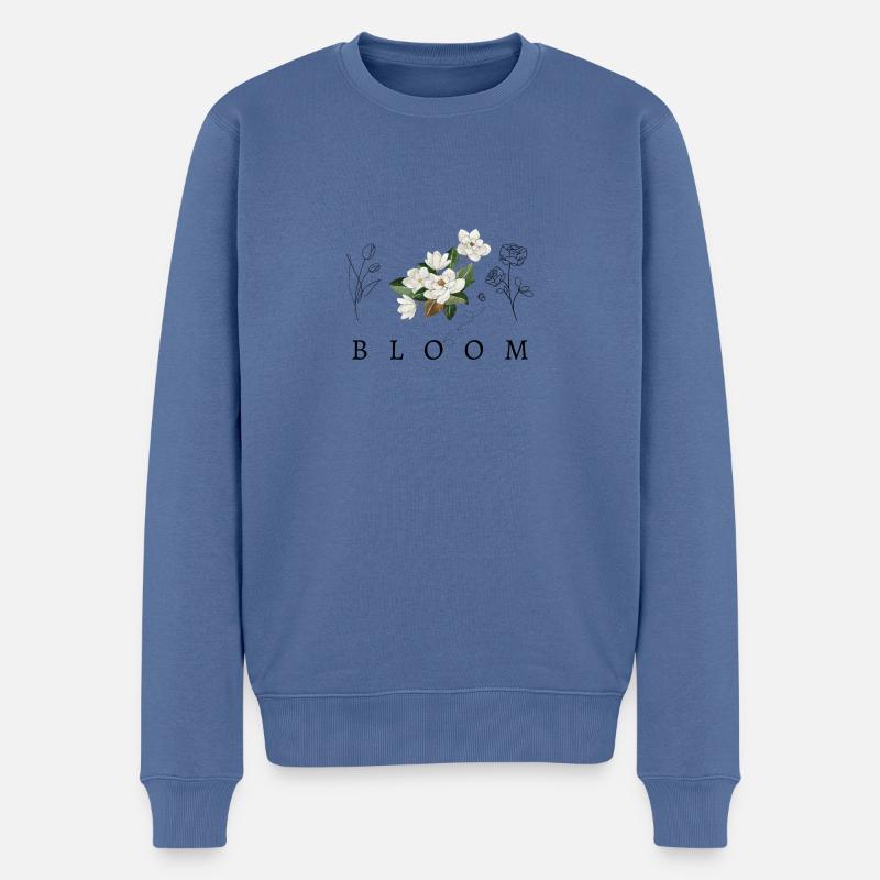 Bloom Floral Design - Männer Premium Bio Pullover - Taubenblau
