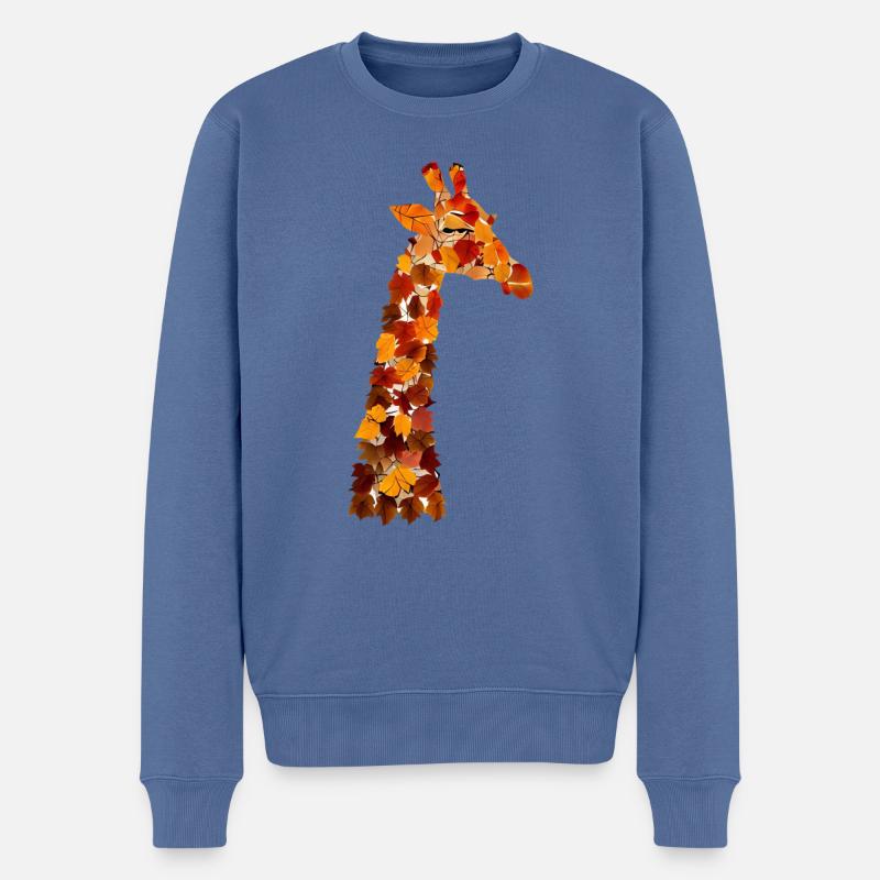 Herbst Giraffe - Männer Premium Bio Pullover - Taubenblau