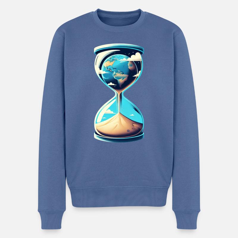 Erde in Sanduhr - Umweltbewusstsein - Männer Premium Bio Pullover - Taubenblau