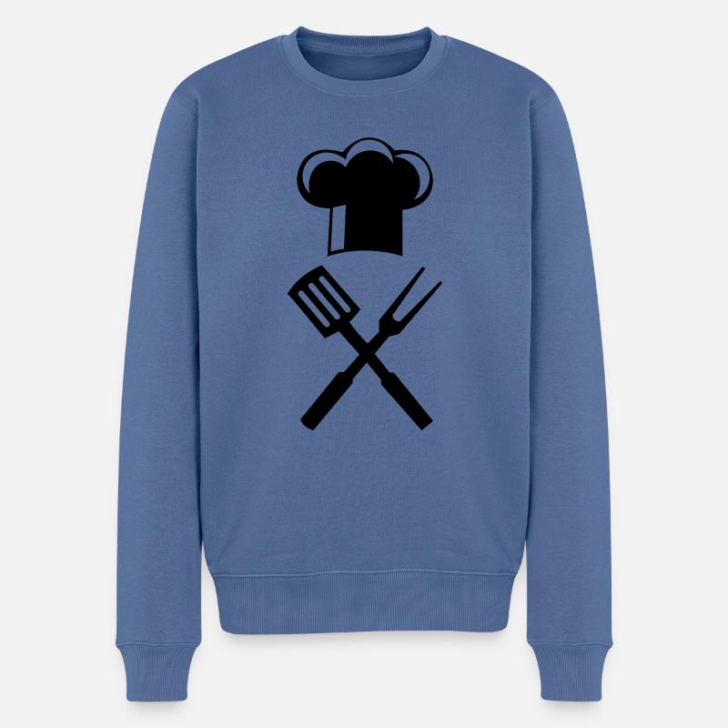 Coutellerie de chef - Pull Premium bio Homme - bleu pigeon
