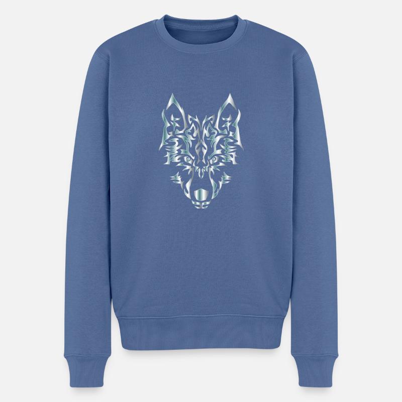 Wolf - Männer Premium Bio Pullover - Taubenblau
