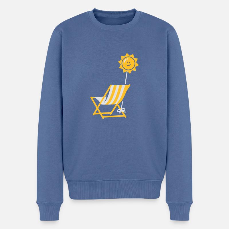 Liegestuhl - Sonne - chillen - Sommer - Urlaub -2C - Männer Premium Bio Pullover - Taubenblau