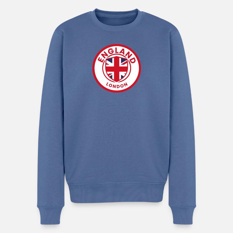 Englisches Flaggen-Schild London-Motiv - Männer Premium Bio Pullover - Taubenblau