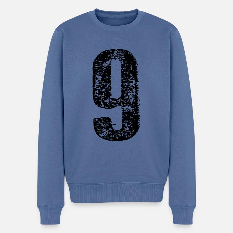 9 Zahl Vintage - Männer Premium Bio Pullover - Taubenblau