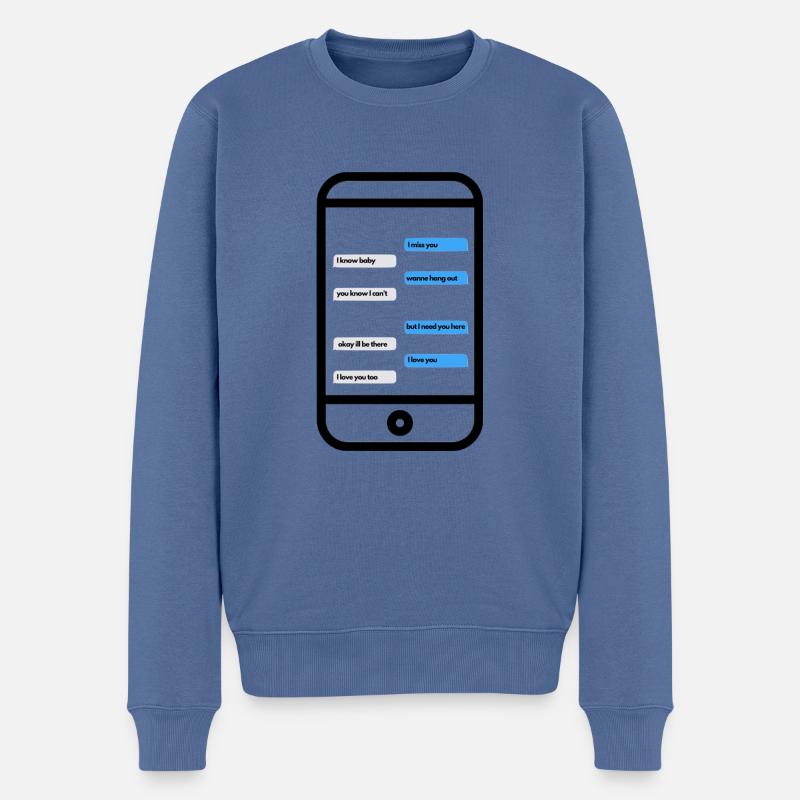 Chatverlauf - Männer Premium Bio Pullover - Taubenblau