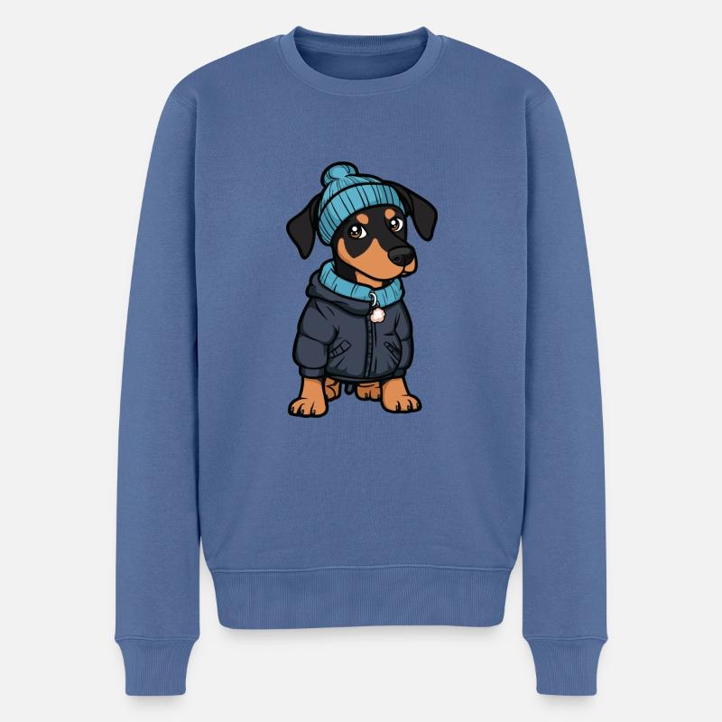 Doberman Chien Élégant - Pull Premium bio Homme - bleu pigeon
