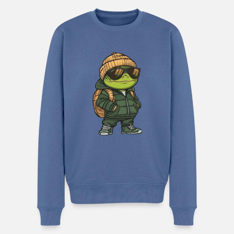 Schildkröte Winter - Männer Premium Bio Pullover - Taubenblau