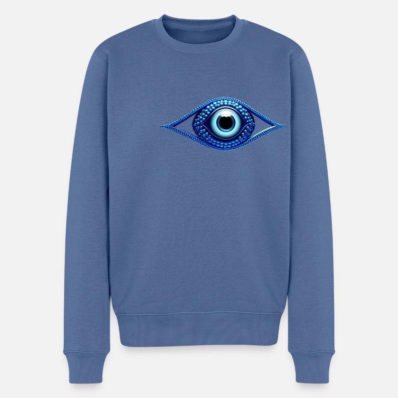Nazar Blick - Männer Premium Bio Pullover - Taubenblau