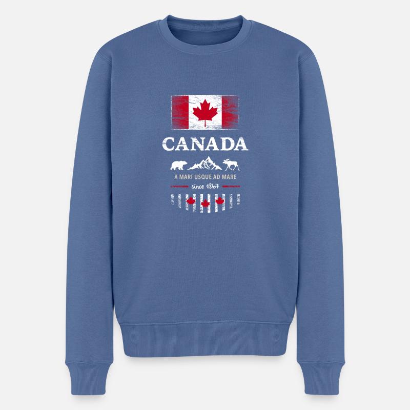 Canada Canada Amérique drapeau feuille d’érable drapeau ours - Pull Premium bio Homme - bleu pigeon