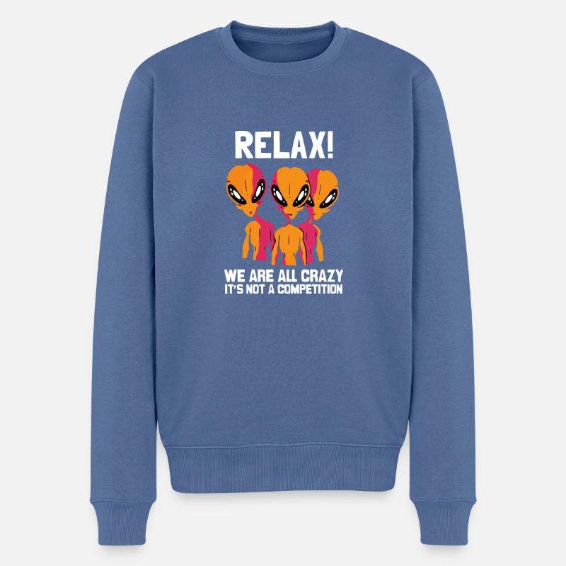 Relax Alien Design - Männer Premium Bio Pullover - Taubenblau