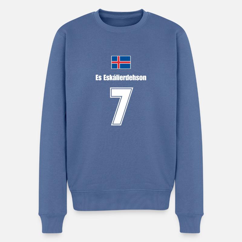 Island Trikot Nr.7 - Männer Premium Bio Pullover - Taubenblau