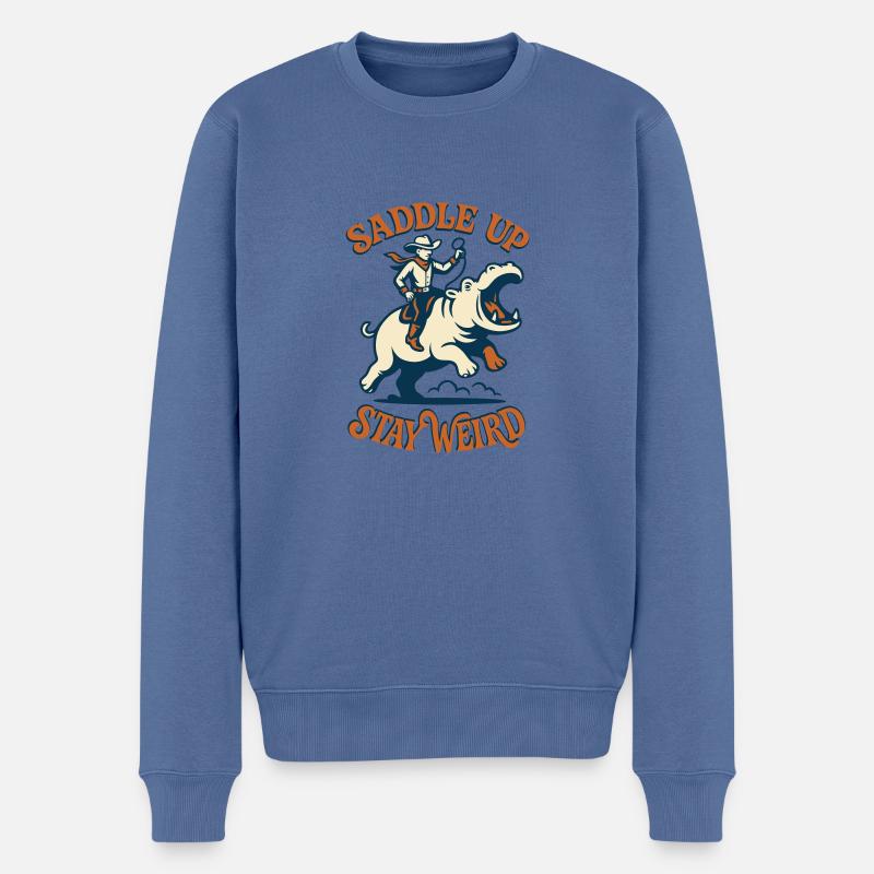 Rodeo-Rebellion - Männer Premium Bio Pullover - Taubenblau