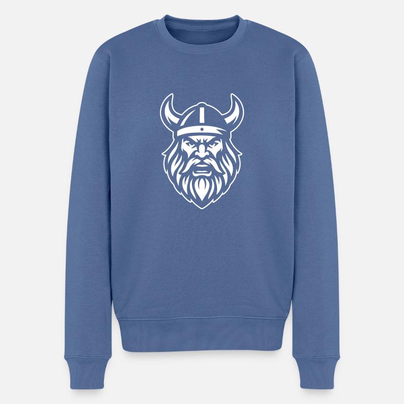 Wikinger Kopf - Männer Premium Bio Pullover - Taubenblau
