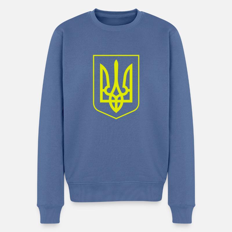 Ukraine-Staatswappen 1-farbig - Männer Premium Bio Pullover - Taubenblau