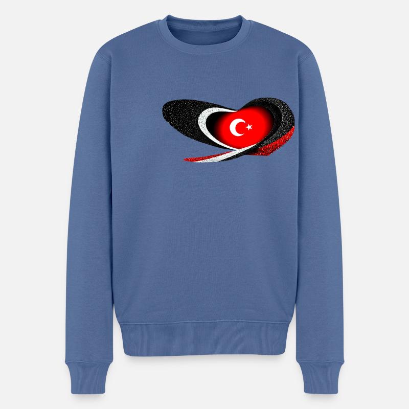 Heartveat Turkey - Männer Premium Bio Pullover - Taubenblau