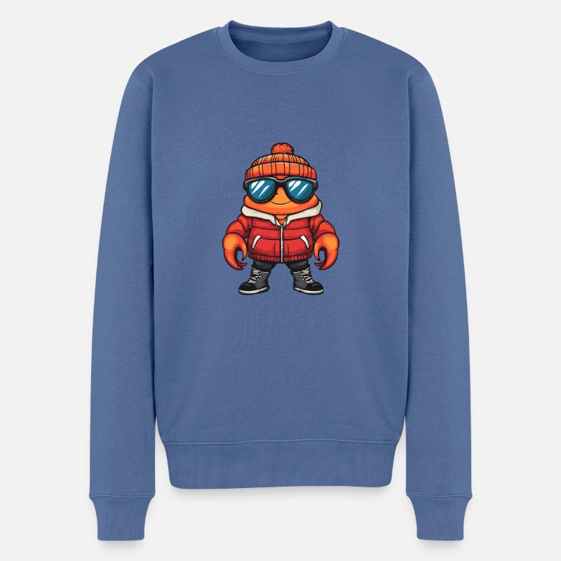 Krebs Krabbe Winter Comic - Männer Premium Bio Pullover - Taubenblau