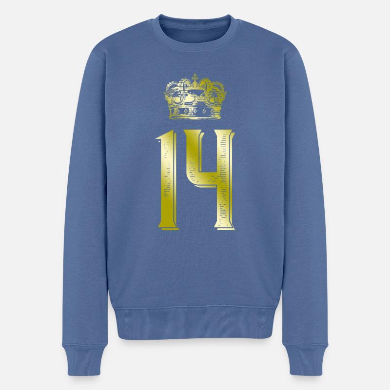 14 Couronne de numéros - Pull Premium bio Homme - bleu pigeon