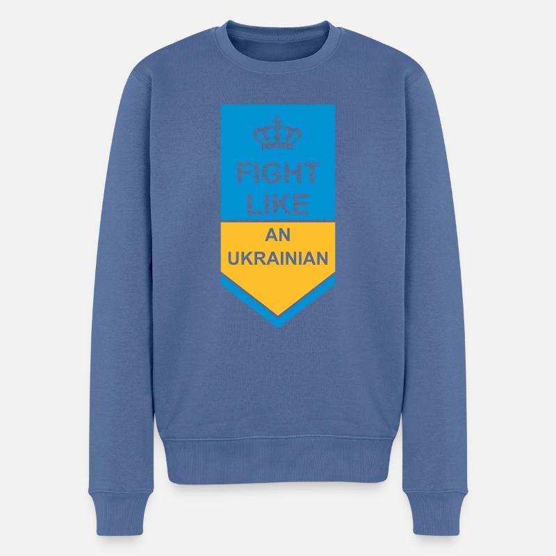 fight like ukrainians Zitat - Männer Premium Bio Pullover - Taubenblau