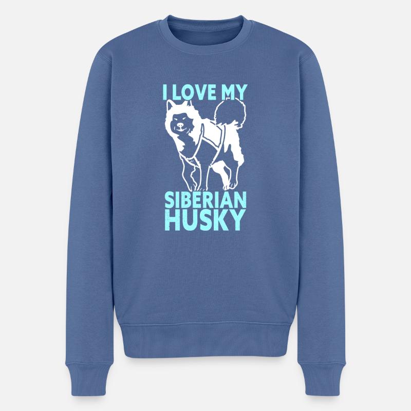 I Love My Siberian Husky - Männer Premium Bio Pullover - Taubenblau