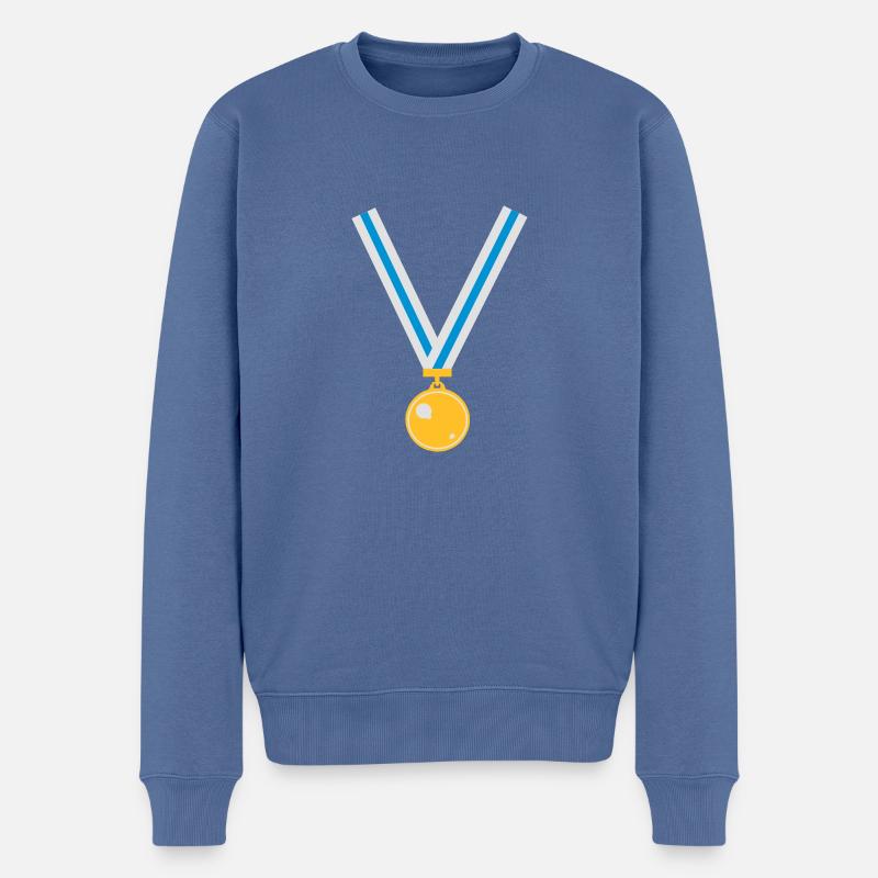 gold_medaille_fi_3_clr - Männer Premium Bio Pullover - Taubenblau