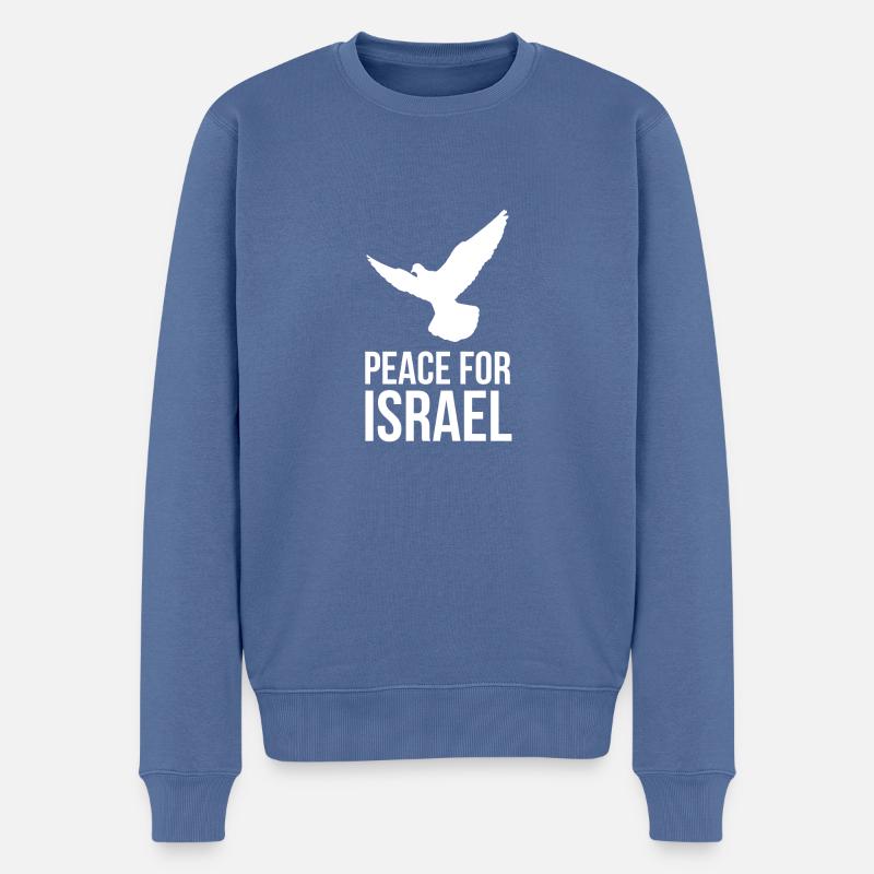 PEACE FOR ISRAEL mit Friedenstaube - Männer Premium Bio Pullover - Taubenblau