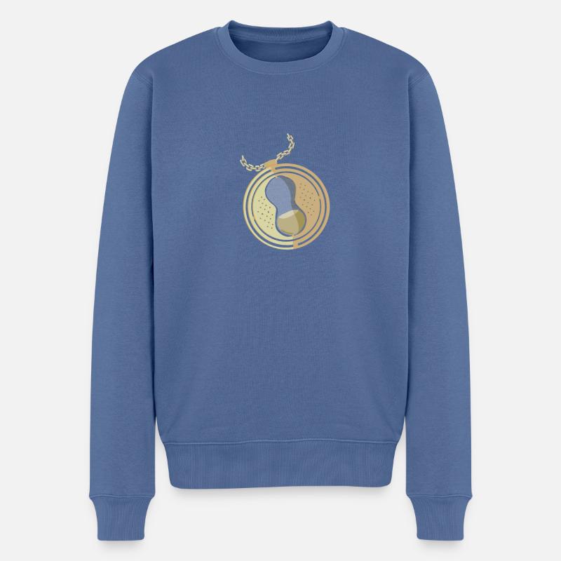 Zeitgedreht - Männer Premium Bio Pullover - Taubenblau