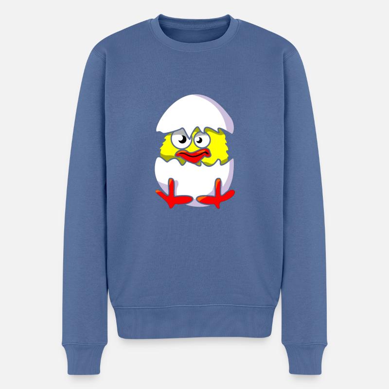 Poussin et coquilles - Pull Premium bio Homme - bleu pigeon