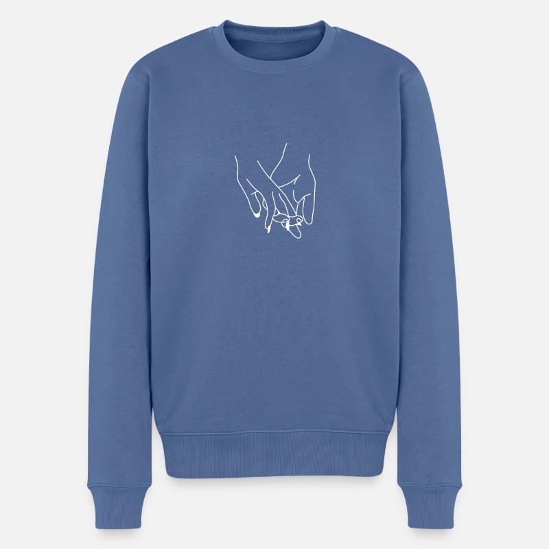 Hände - Männer Premium Bio Pullover - Taubenblau