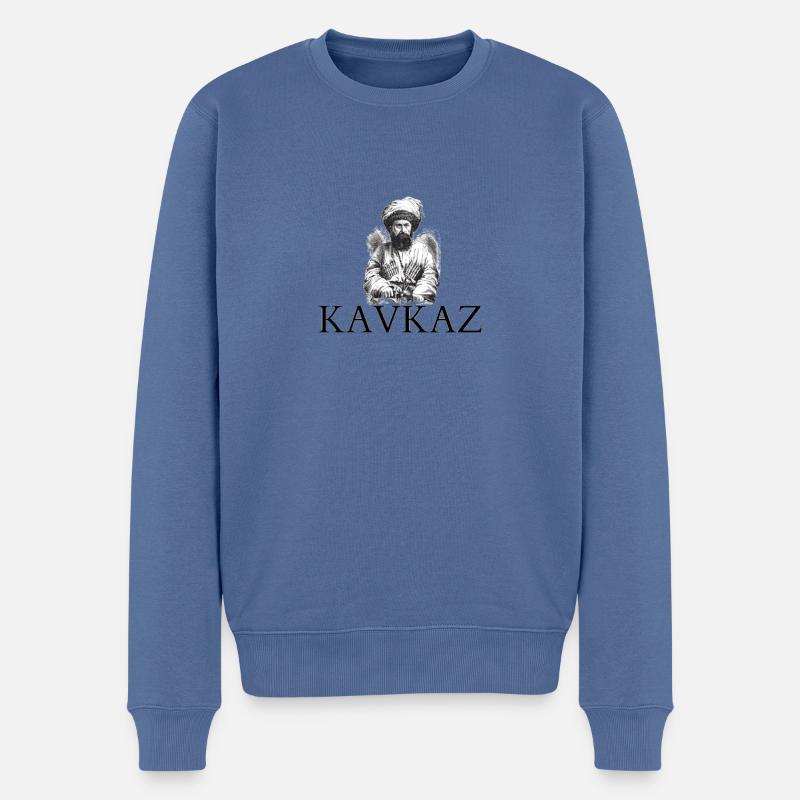 KAVKAZ - Männer Premium Bio Pullover - Taubenblau