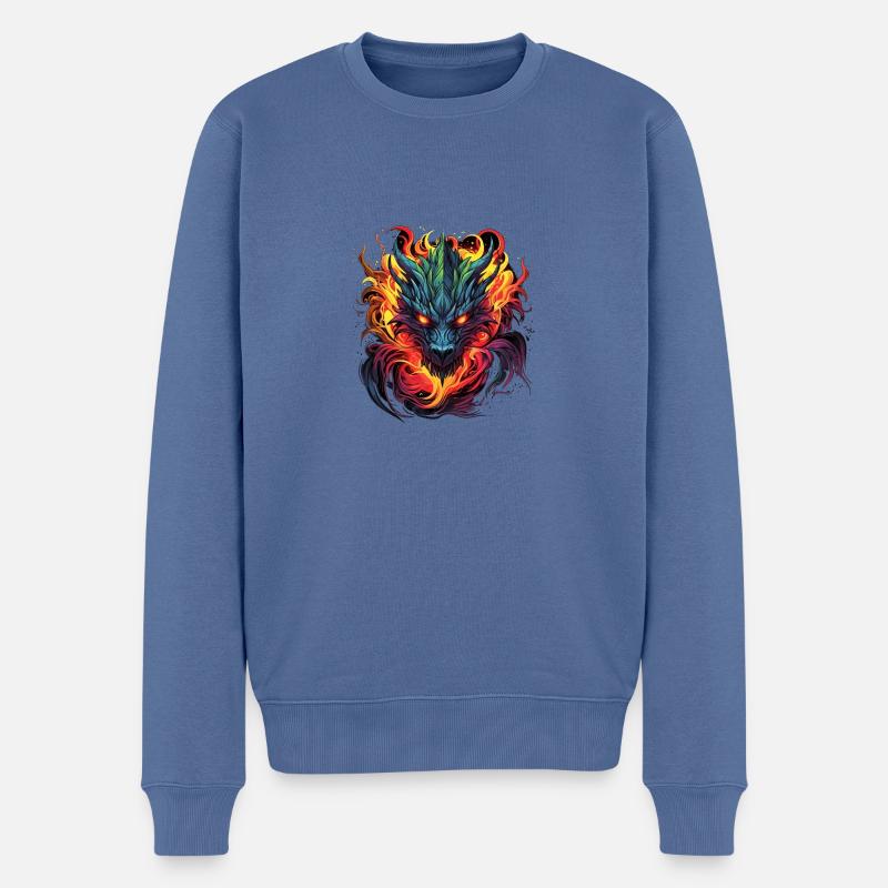 Dragon de Feu - Pull Premium bio Homme - bleu pigeon