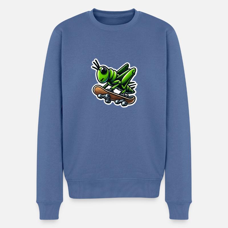 Grasshopper en skateboard - Pull Premium bio Homme - bleu pigeon