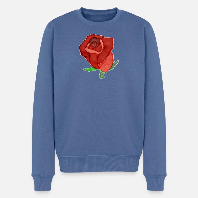 Illustration de rose romantique - Pull Premium bio Homme - bleu pigeon
