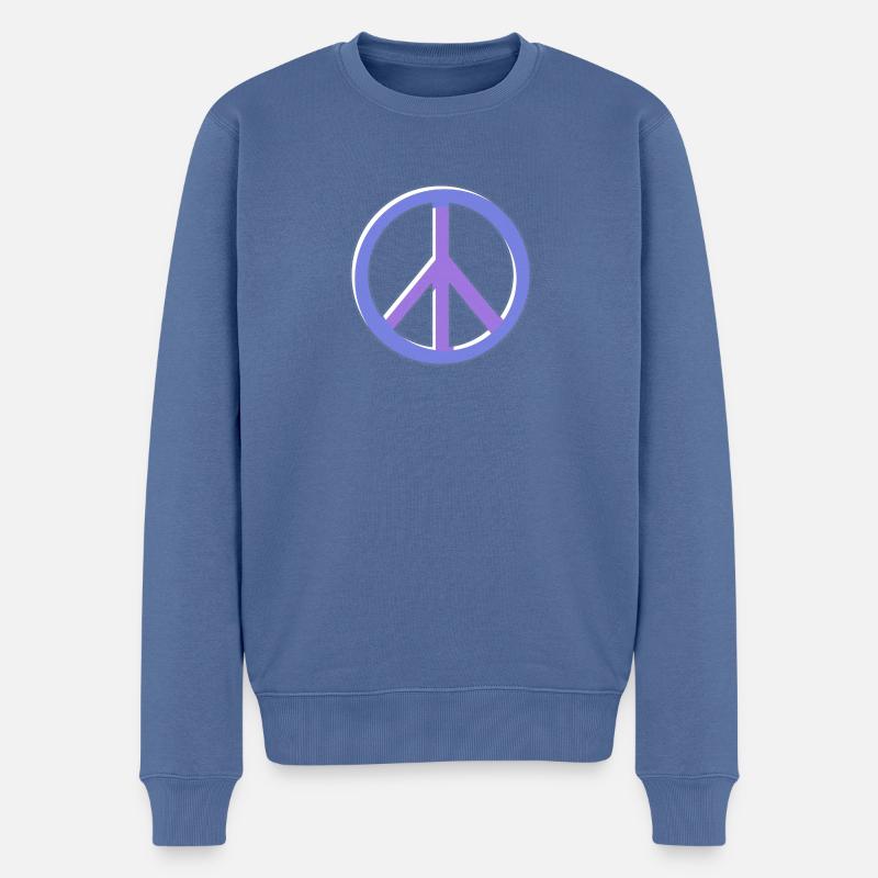 Peace Frieden Design - Männer Premium Bio Pullover - Taubenblau