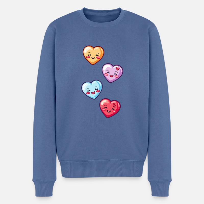 Herzen Liebe Comic Love - Männer Premium Bio Pullover - Taubenblau