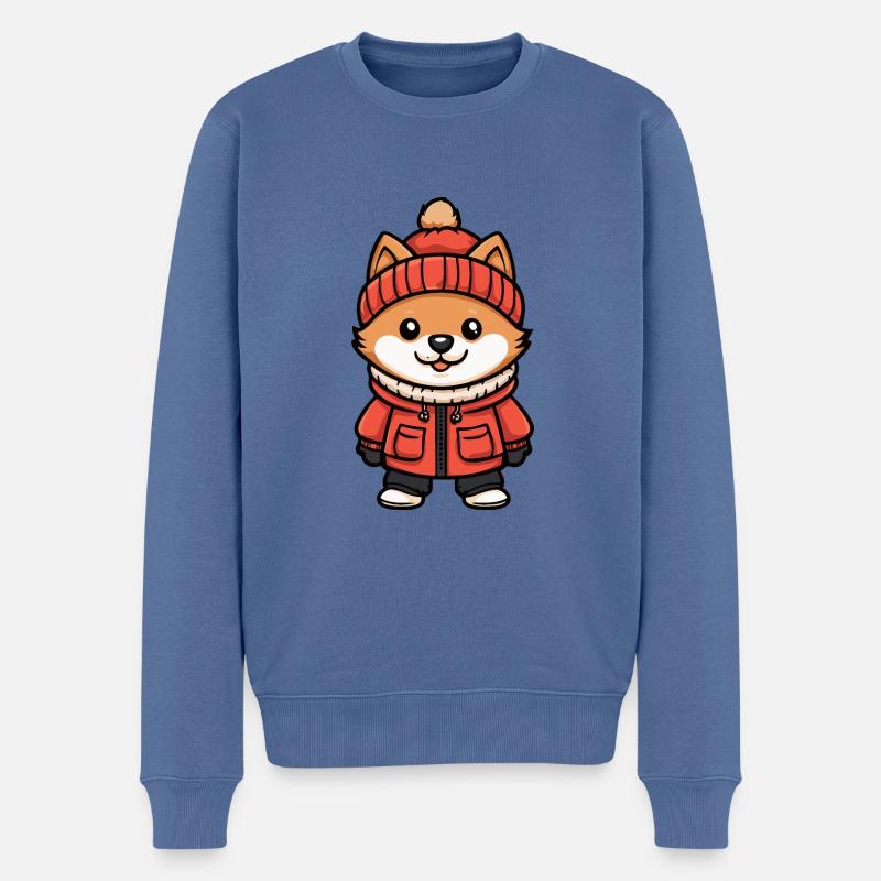 Samojede Hund Stylisch - Männer Premium Bio Pullover - Taubenblau