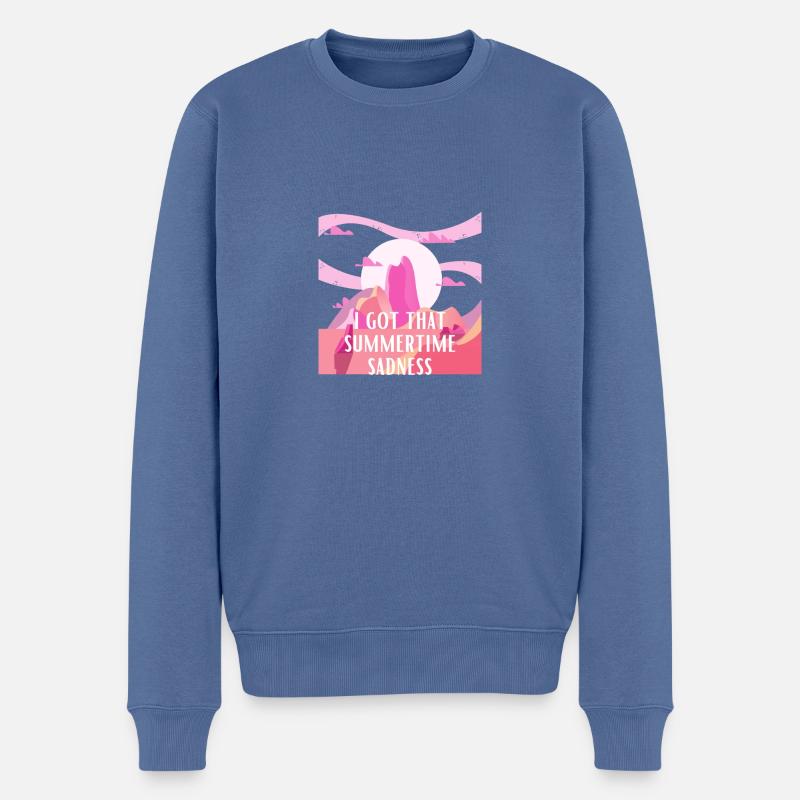 Ich habe die Sommerzeit Traurigkeit - Männer Premium Bio Pullover - Taubenblau