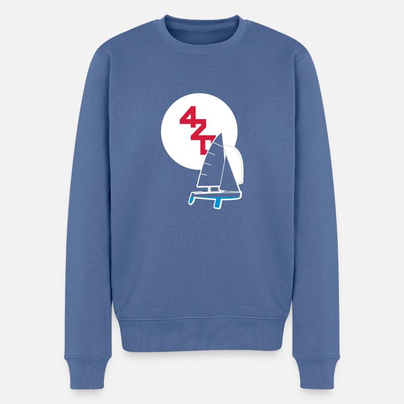Segelboot 420er - Männer Premium Bio Pullover - Taubenblau