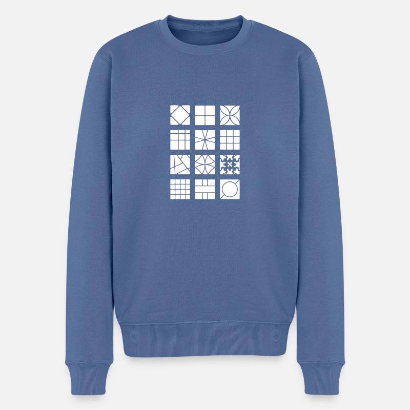Weiße Würfel - Männer Premium Bio Pullover - Taubenblau