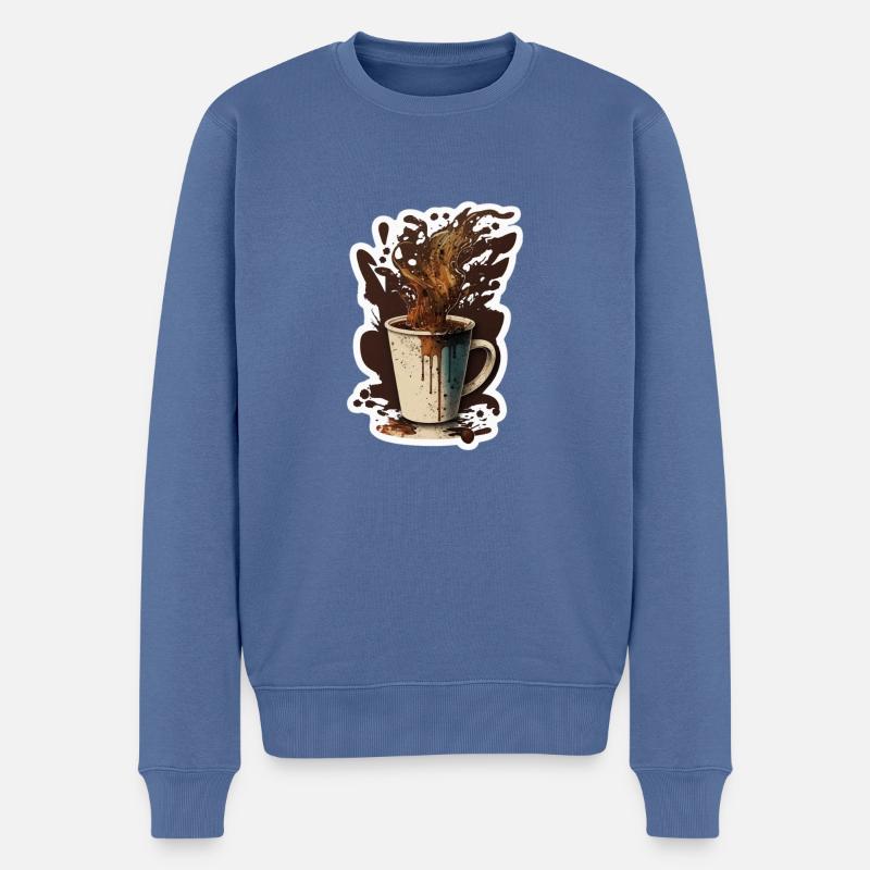 L’heure du café! - Pull Premium bio Homme - bleu pigeon
