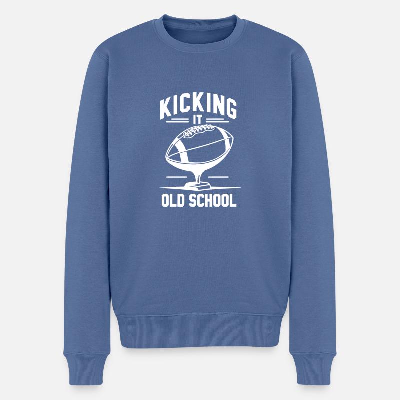 Kick it Old School - Männer Premium Bio Pullover - Taubenblau