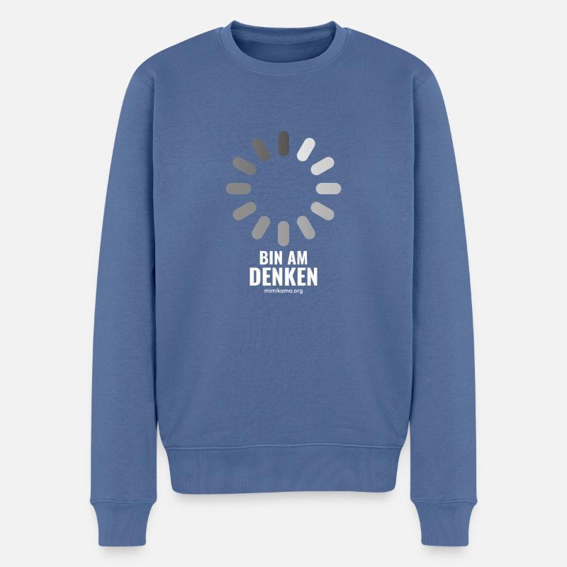 Mimikama bin am denken - Männer Premium Bio Pullover - Taubenblau