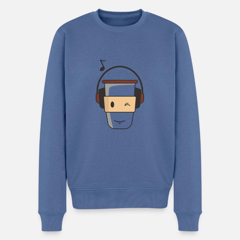 Zwinkern Kaffebecher Musik - Männer Premium Bio Pullover - Taubenblau