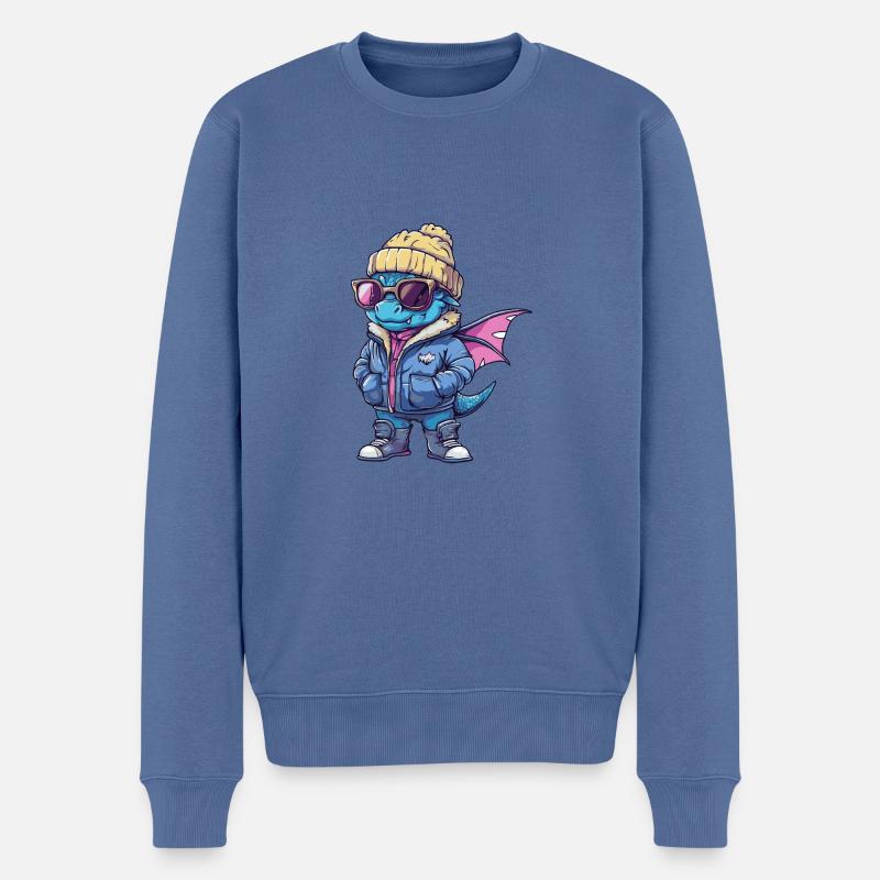 Drache Winter - Männer Premium Bio Pullover - Taubenblau