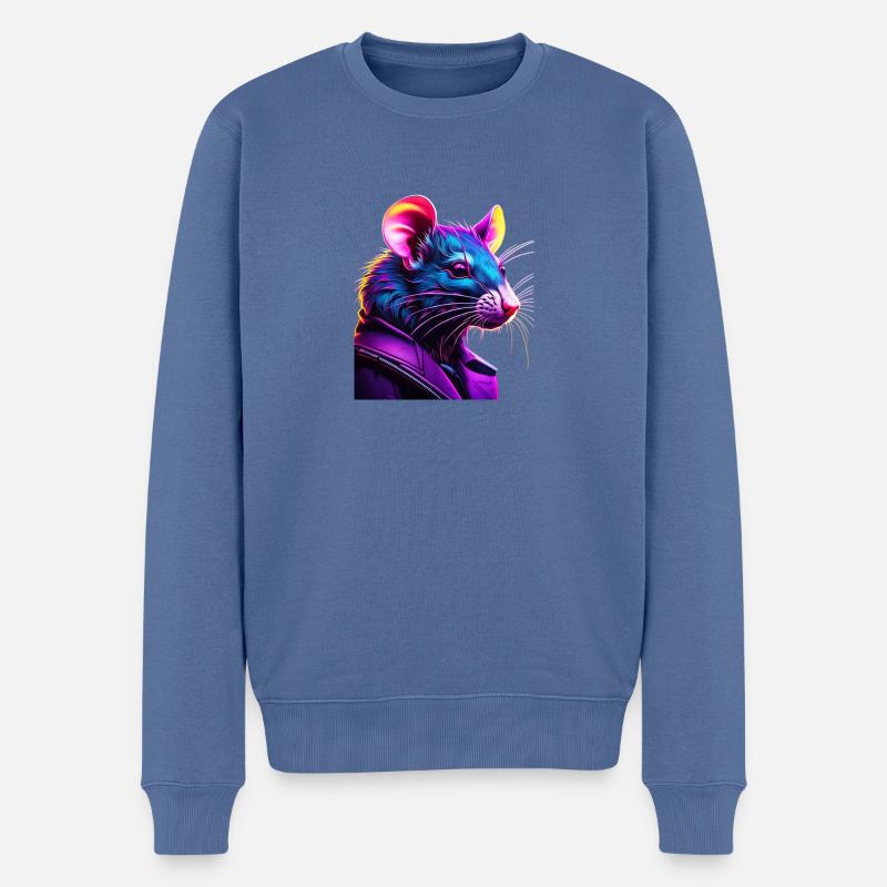 Neon Rat en Cuir Blouson - Pull Premium bio Homme - bleu pigeon