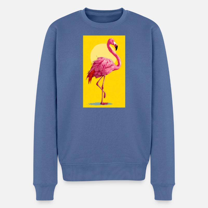 Flamingo - Männer Premium Bio Pullover - Taubenblau