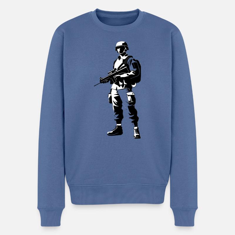 Soldat - Conception de l’Armée - Pull Premium bio Homme - bleu pigeon