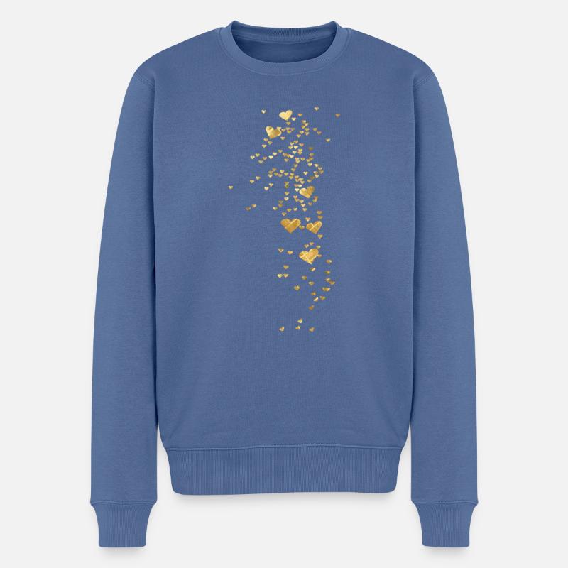 cœurs,illustration de cœur,or - Pull Premium bio Homme - bleu pigeon