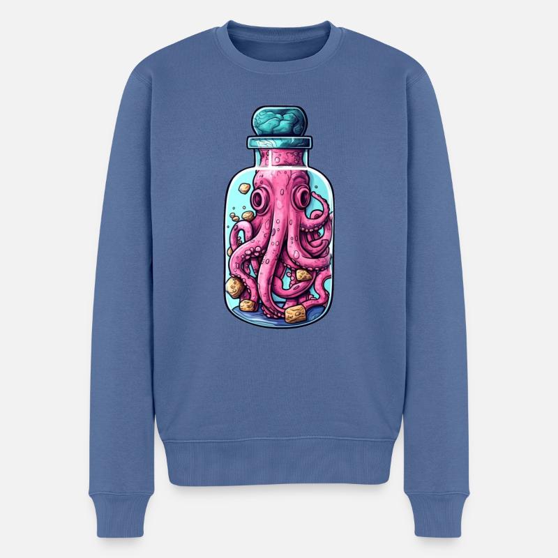 Oktopus Tattoo Zeichnung - Männer Premium Bio Pullover - Taubenblau