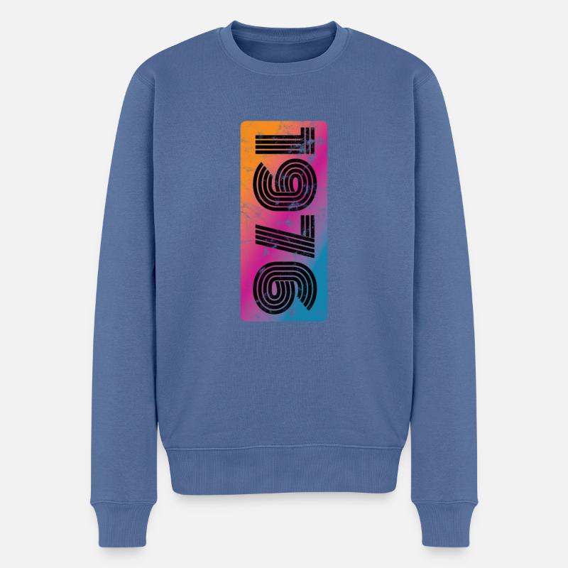 Vintage 1976 - Männer Premium Bio Pullover - Taubenblau